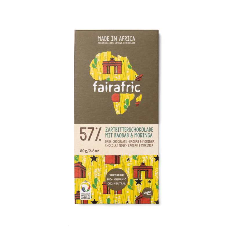 57% DARK CHOCOLATE WITH BAOBAB & MORINGA 57% DARK CHOCOLATE WITH BAOBAB & MORINGA