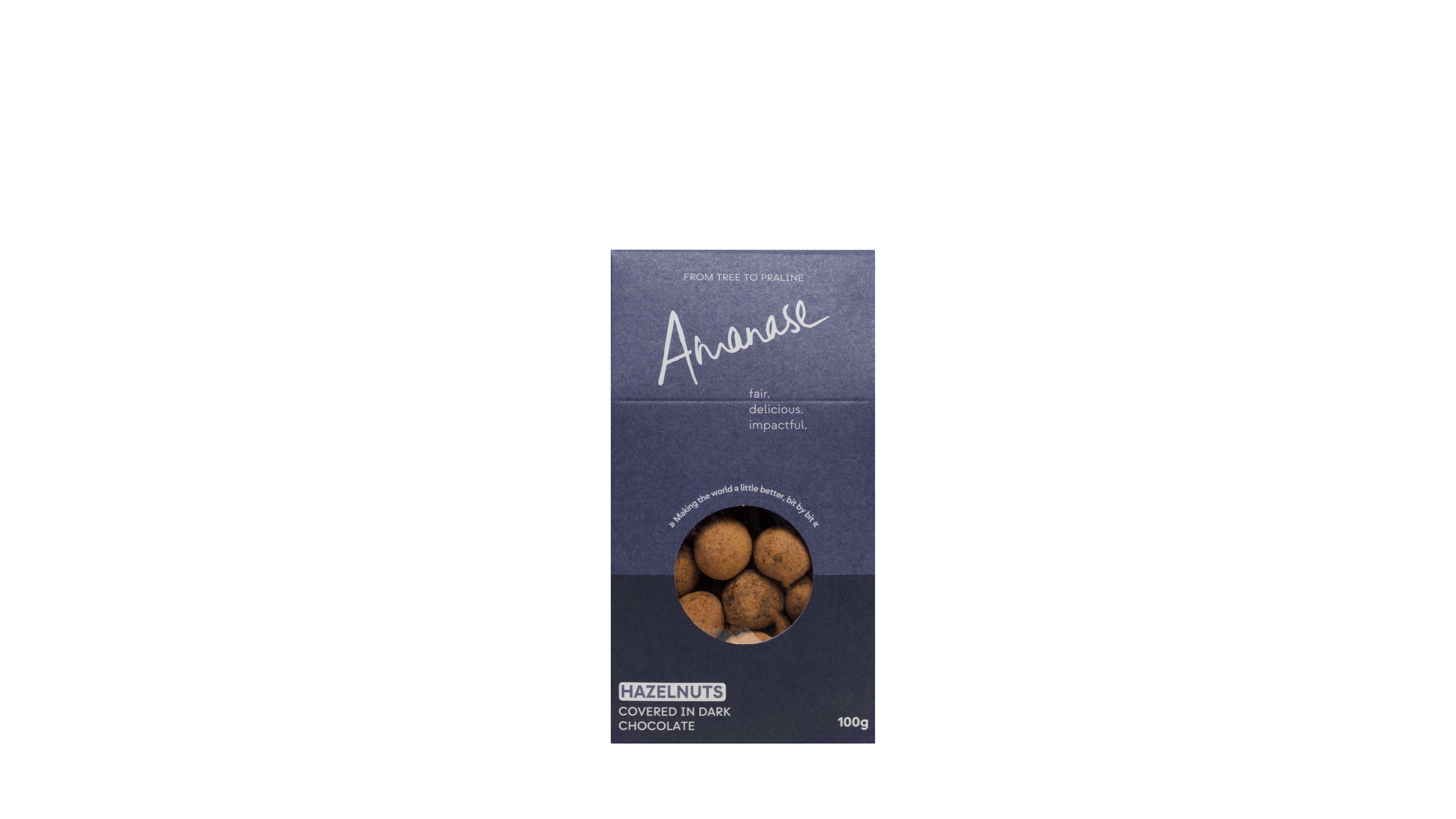HAZELNUTS covered in dark chocolate HAZELNUTS covered in dark chocolate